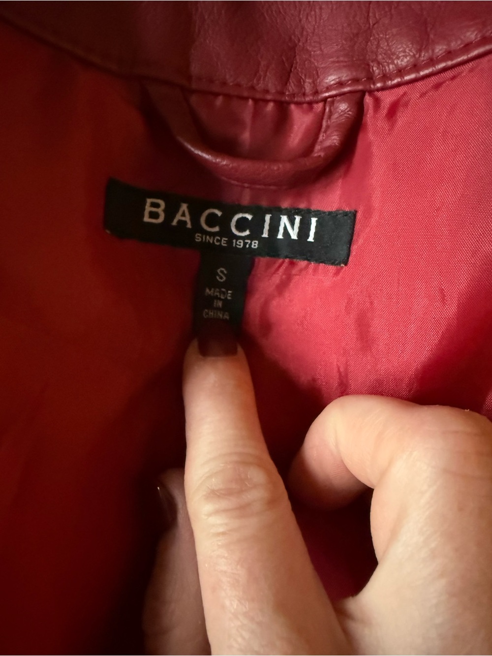 Baccini Raspberry Red Faux Leather Zip-Peplum Jacket - Picture 7 of 7